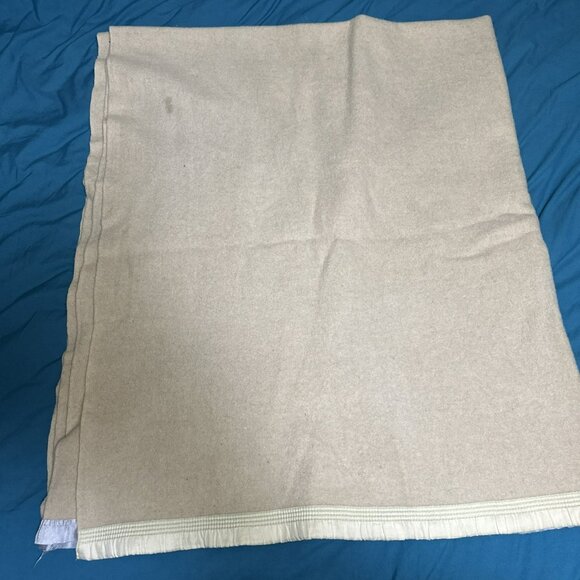 Vintage Lightweight Yellow Wool Blanket 57 " x 70"  Double/ Twin  Bed - Picture 1 of 10